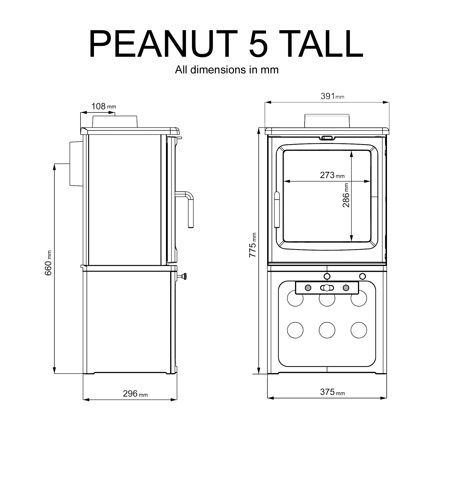 Peanut 5 Tall Stoves Woodburning Stoves, Multifuel Stoves, Log