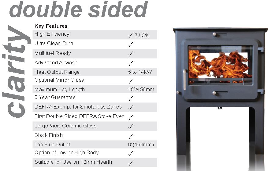 Ekol Clarity DoubleSided DoubleSided Stoves Woodburning Stoves